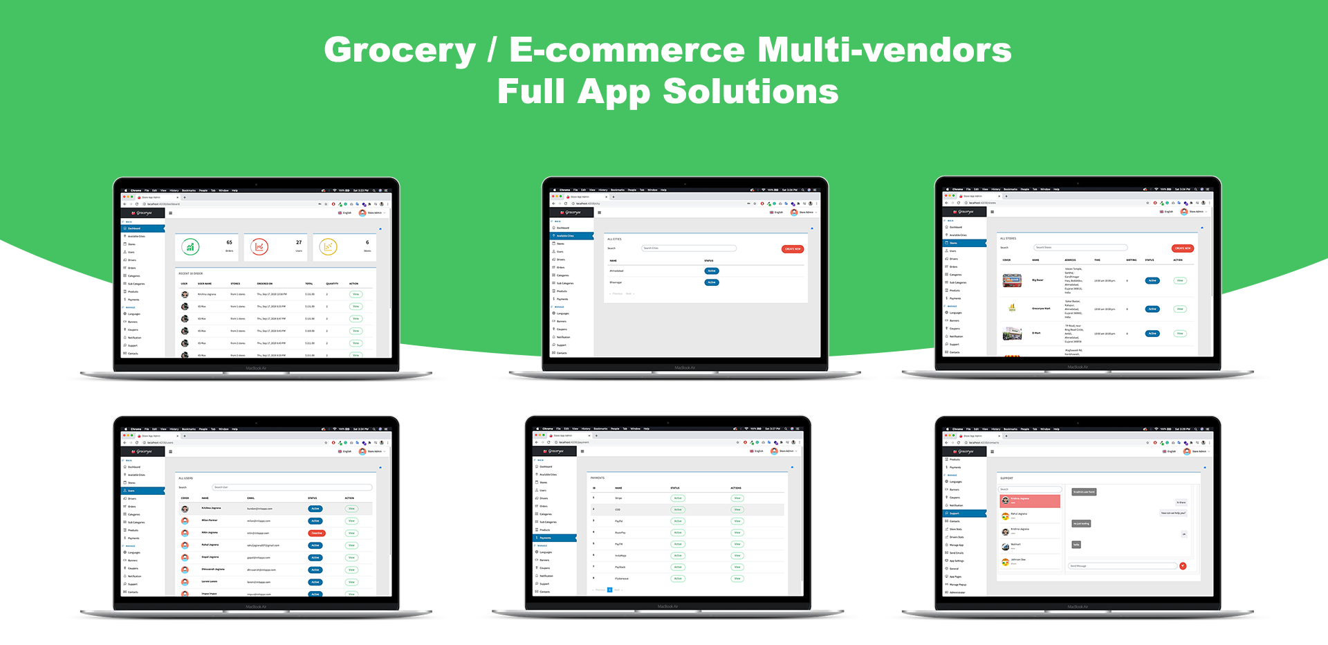 Grocery ecommerce delivery services - Multi vendors(Android + iOS + Website) ionic 5 / CodeIgniter